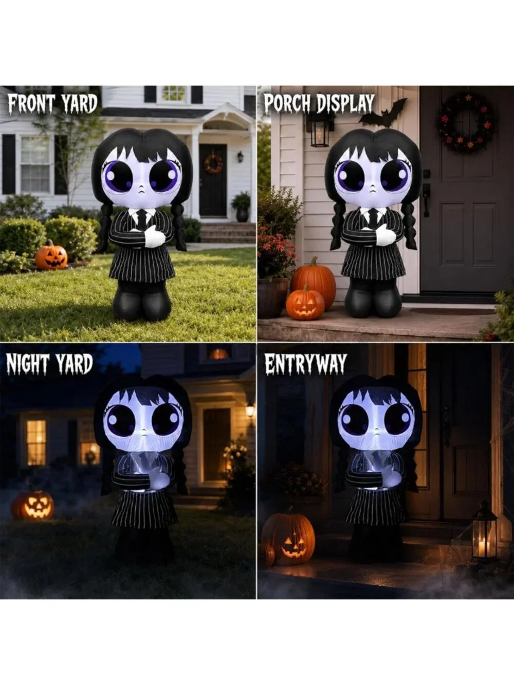 5FT Halloween Inflatable Witch Decoration with LED Lights - School Uniform Theme